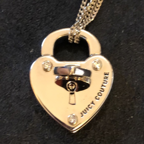 VINTAGE 2000 JUICY COUTURE SILVER HEART KEY PADLOCK PENDANT NECKLACE . - Picture 3 of 10